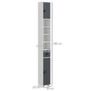 Grey 180cm Slim Bathroom Storage Cabinet with Drawer, Shelves, and Cupboards