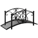 Black Garden Bridge with Safety Railings for Backyard Creek