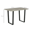 Light Grey Cement Effect Dining Table for 4, U-Shaped Metal Legs
