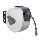 Retractable Air Hose Reel 10m+90cm, 3/8" Diameter, 1/4" BSP Connector, Wall Mount Auto Rewind - Black