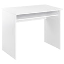 White Wood Grain Small Home Office Desk with Storage Shelf