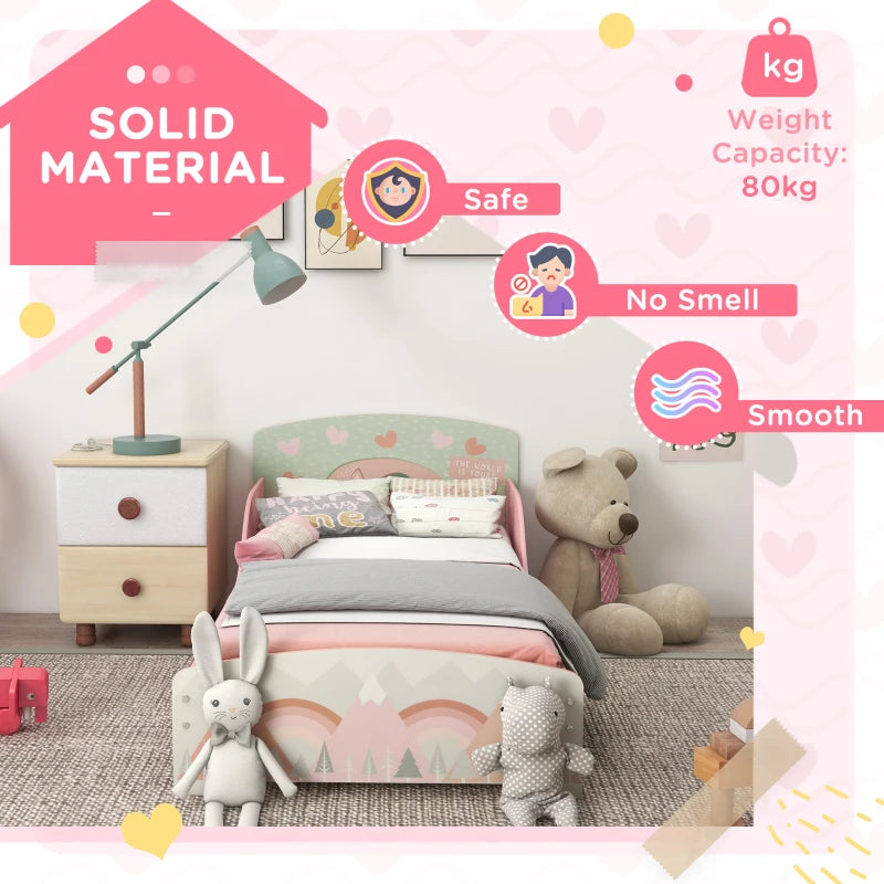 Kids Pink Toddler Bed Frame for Ages 3-6 Years
