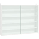 White 5-Tier Wall Display Shelf with Glass Doors - Adjustable Shelves - 60x80cm