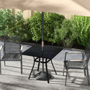 Black 4-Seater Steel Garden Table with Parasol Hole