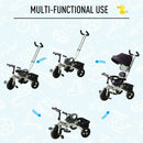 Purple Kids Sun Canopy Tricycle Stroller with Handle