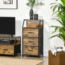 Rustic Brown Fabric Chest of Drawers with Display Shelves