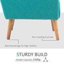 Teal Linen Armchair with Wooden Frame