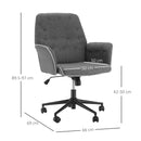 Grey Linen Office Swivel Chair with Adjustable Height and Armrest