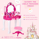 Fuchsia Kids Vanity Dressing Table Set with Lights and Music