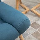Blue Reclining Armchair with Ottoman and Adjustable Backrest