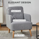 Light Grey Upholstered Armchair with Birch Wood Legs