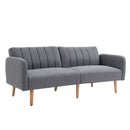 Grey Convertible Linen Fabric Sofa Bed with Adjustable Backrest