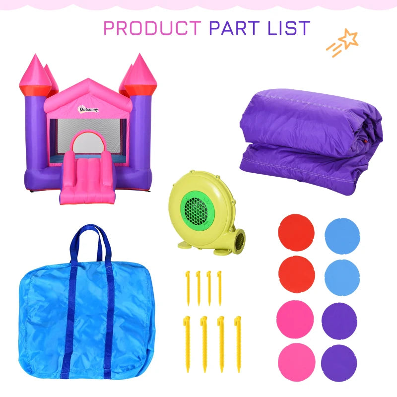 Kids' Inflatable Bounce Castle Trampoline Slide Set - Blue