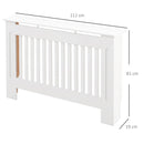 White Slatted Radiator Cover Cabinet - MDF Grill (112 x 19 x 81 cm)