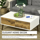 Modern Natural Wood Coffee Table with 4 Storage Drawers