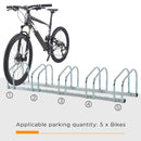 Silver Bike Storage Rack (5 Racks) - Floor/Wall Mount Bicycle Stand