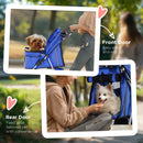 Blue Pet Travel Stroller for Small Dogs - 3-Wheel Puppy Carrier