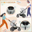 Grey Foldable 3-Wheel Baby Stroller with Canopy and Storage Basket