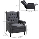 Dark Grey Reclining Wingback Armchair with Footrest
