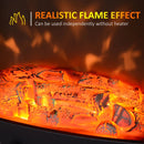 Black Glass Electric Fireplace Heater with Artificial Flame Effect