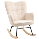 Beige Wingback Nursery Rocking Chair with Berber Fleece Seat