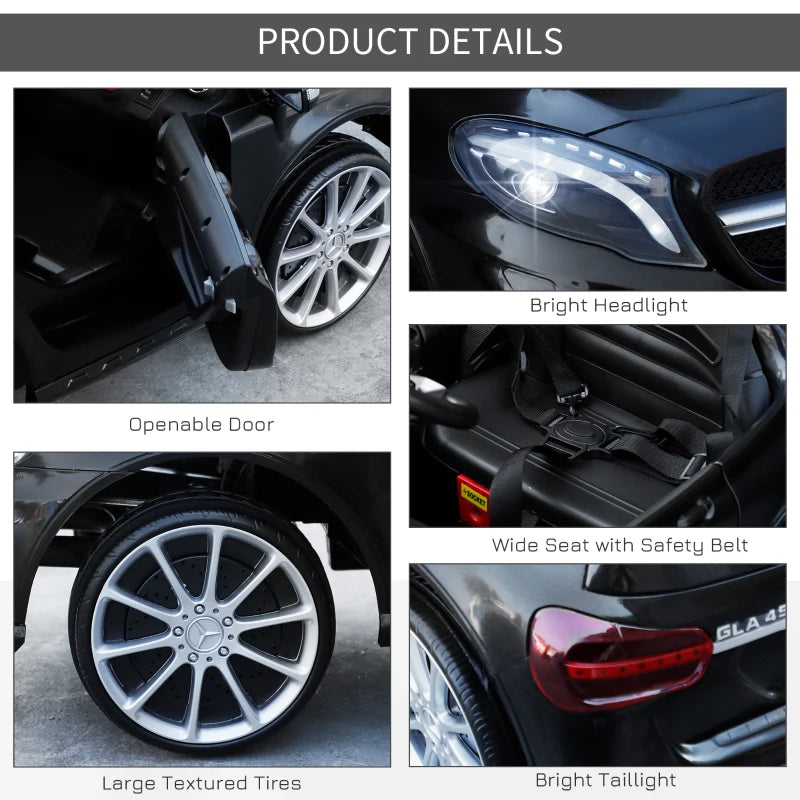 Black Mercedes Benz GLA 6V Kids Electric Ride On Car with Remote Control