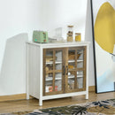 Distressed White Glass Door Storage Cabinet