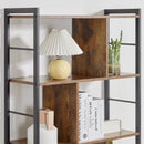 Rustic Brown 5-Tier Metal Frame Storage Shelf Bookcase