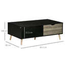 Modern Black Coffee Table with Storage Shelves and Drawers