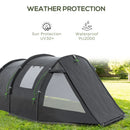 Black 3-4 Person Tunnel Camping Tent with Windows and Covers