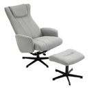 Light Grey Swivel Recliner Chair with Ottoman Set