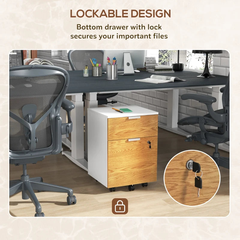 Wood Effect 2-Drawer Lockable Filing Cabinet - Espresso