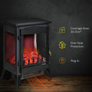 Black Electric Fireplace Stove with LED Flame Effect