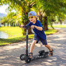 Black Kids 3-Wheel Scooter with Adjustable Height and Engine-Look Water Spray
