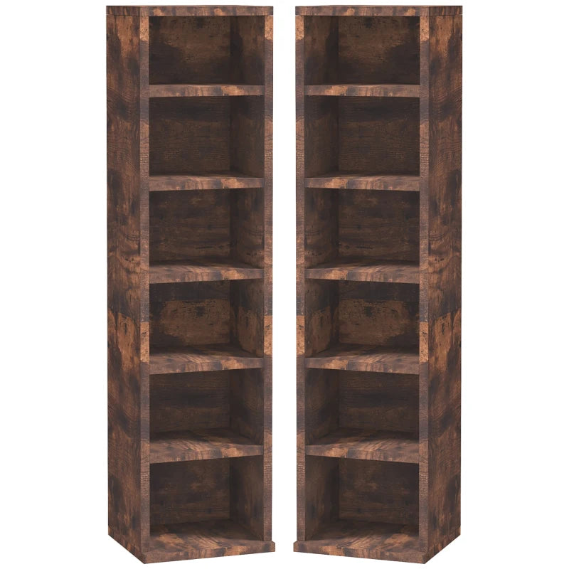 Set of Two Mid Brown Wood-Effect CD Storage Units