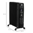 Black 2500W Digital Oil Filled Radiator with Timer & Remote