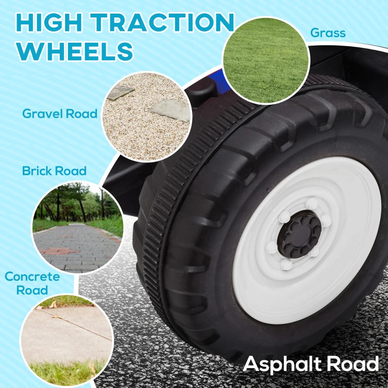 Blue Ride-On Tractor with Detachable Trailer, Remote Control & Music