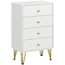 White 4-Drawer Tall Dresser with Hairpin Legs