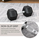 Black 15KG Rubber Hex Dumbbell Set - Portable Hand Weights for Home Gym