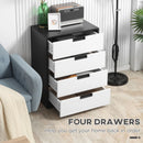 4-Drawer White and Black Storage Cabinet for Bedroom and Living Room