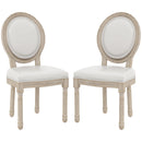 French Style Wooden Dining Chairs - Cream White Set of 2
