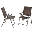 Brown Folding Rattan Seat Chairs Set of 2