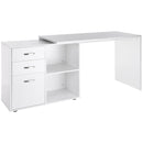 White L-Shaped Corner Desk with Drawers and Storage Shelves