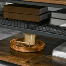 Rustic Brown 3-Tier Square Coffee Table with Storage Shelves