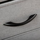 Grey Fabric 8-Drawer Industrial Dresser with Steel Frame and Wooden Top