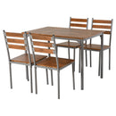 Brown 5-Piece Dining Table Set with 4 Chairs - Compact Dining Room & Kitchen