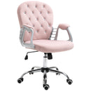 Velvet Pink Swivel Office Chair with Adjustable Height and Wheels