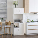 White Tall Kitchen Storage Cabinet with Doors and Shelves