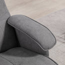 Grey Linen Swivel Recliner Chair Set with Footstool