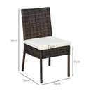 Brown Rattan Garden Chairs Set - Pack of 4